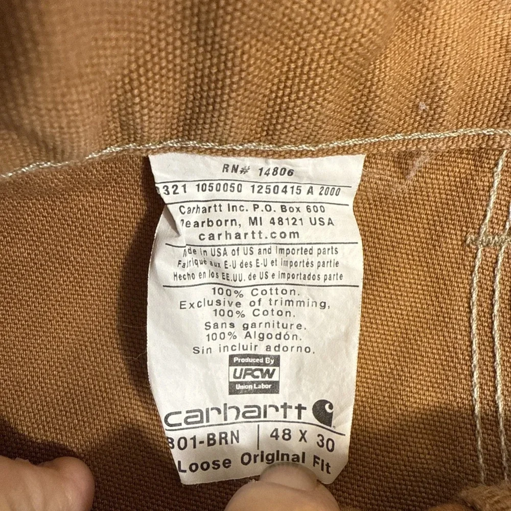 PANTS DOUBLE KNEE Carhartt BO1 BRN Duck 48/30 USA UNION MADE